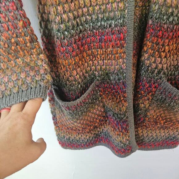 Christopher & Banks‎ Marled Rainbow Open Front Cardigan Sweater M Grey Duster - Picture 3 of 7